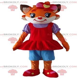 SPOTSOUND Orange and white fox cat REDBROKOLY Mascot dressed in a dress