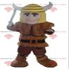 SPOTSOUND Viking REDBROKOLY Mascot in animal skin with a yellow helmet view 1