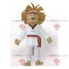 SPOTSOUND Brown lion REDBROKOLY Mascot in white kimono view 1