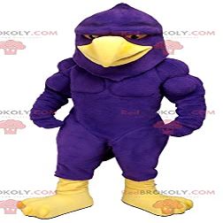 SPOTSOUND Very muscular purple and yellow bird eagle REDBROKOLY Mascot
