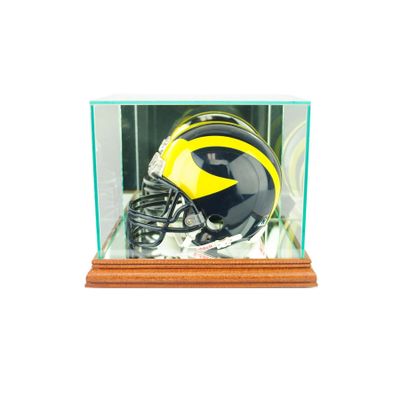 Mini Helmet Display Case with Real Wood mouling and Real Glass Protection (Walnut)