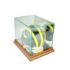 Mini Helmet Display Case with Real Wood mouling and Real Glass Protection (Walnut) view 2