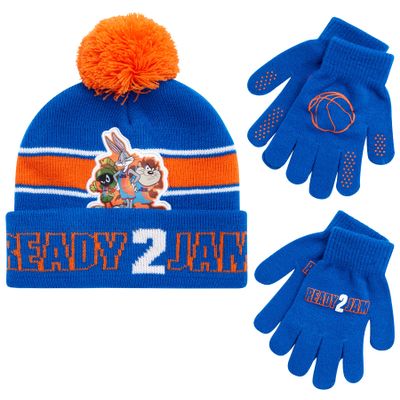 Warner Bros. Boys' Space Jam Winter Hat Set - 2 Piece Beanie and Gloves Set, Size Age 4-7, Space Jam Gloves