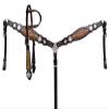 Showman Leather Headstall & Breast llar Set w/whide Inlays & Crystal Rhinestones, Dark Brown, Average Full Size Horse view 1