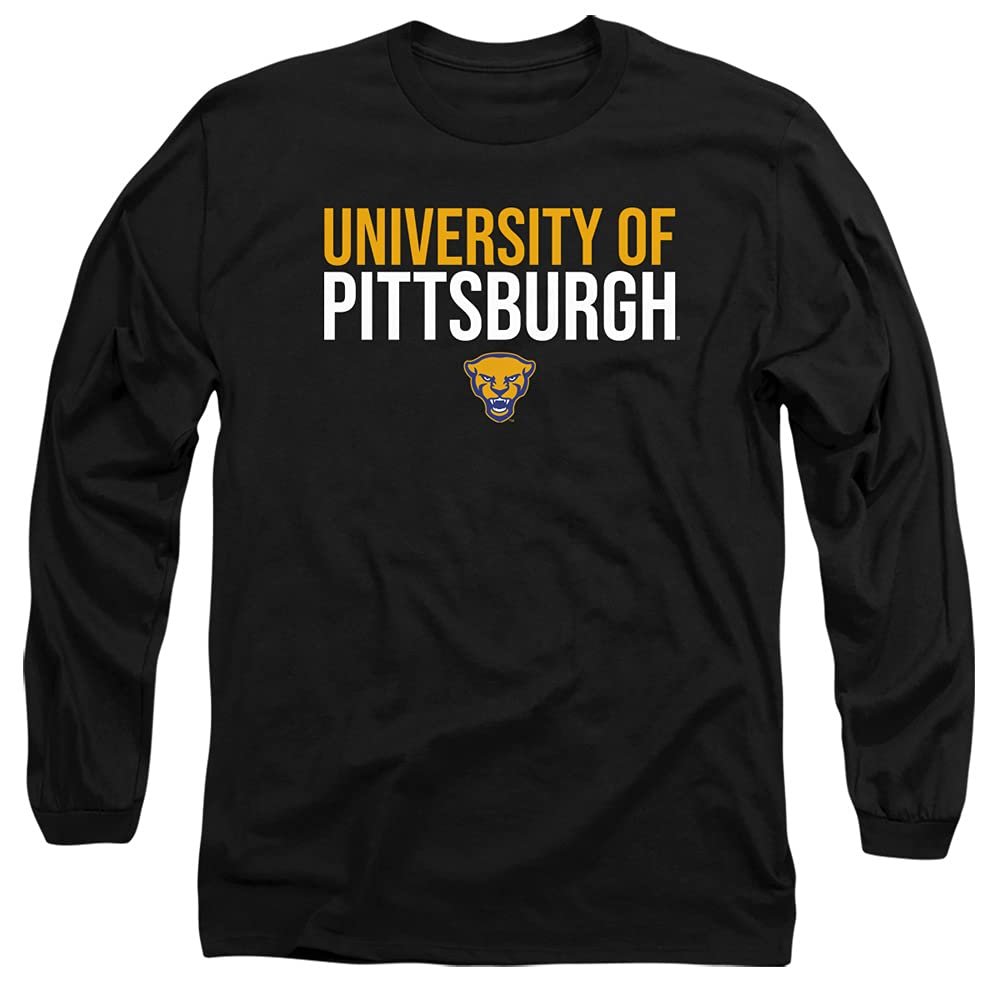 University of Pittsburgh Official Stacked Unisex Adult Long-Sleeve T Shirt,Black, 3X-Large