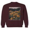 0405. Aesthetic Cute Floral Sunflower Botanical Print Graphic Fashion Men's Crewneck Sweatshirt (Maroon Small) view 1