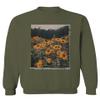 0405. Aesthetic Cute Floral Sunflower Botanical Print Graphic Fashion Men's Crewneck Sweatshirt (Olive, Small) view 1
