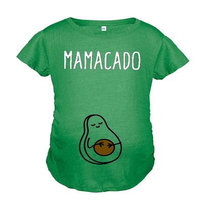 PandoraTees Matching Couples Costume Pregnancy Reveal Outfit, Maternity T-shirt- Mamacado (Green, X-Large)