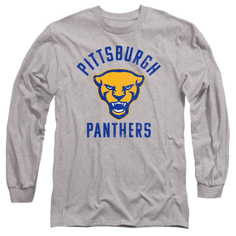 University of Pittsburgh Official Pitt Panthers Logo Unisex Adult Long-Sleeve T Shirt,Athletic Heather, 3X-Large