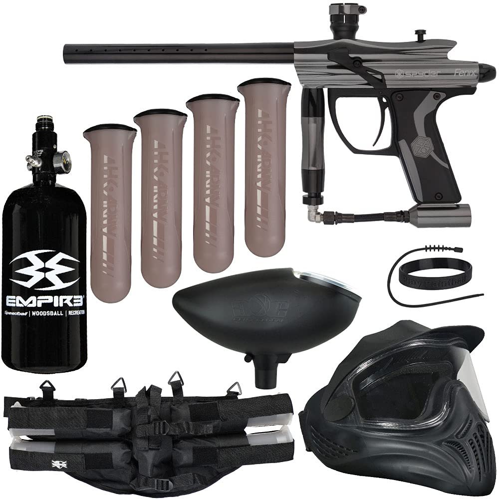 Action Village Kingman Spyder Fenix Legendary Paintball Gun Package Kit (Gloss Gun Metal Grey)