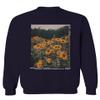 0405. Aesthetic Cute Floral Sunflower Botanical Print Graphic Fashion Men's Crewneck Sweatshirt (Navy Large) view 1