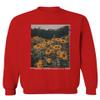 0405. Aesthetic Cute Floral Sunflower Botanical Print Graphic Fashion Men's Crewneck Sweatshirt (Red, Large) view 1