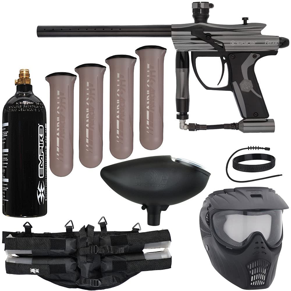 Action Village Kingman Spyder Fenix Epic Paintball Gun Package Kit (Gloss Gun Metal Grey)