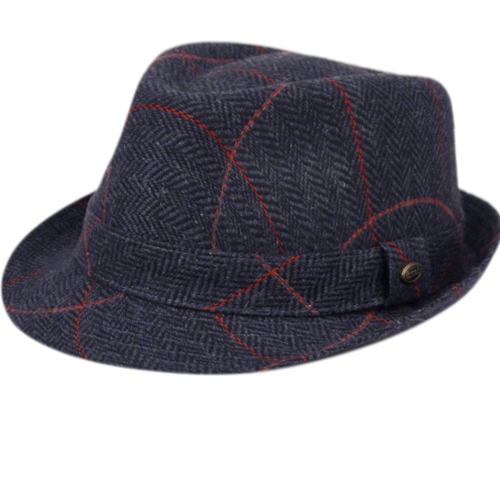 Unisex Timelessly Classic Manhattan Fedora Hat (Fedora 4056 Navy, Small-Medium)