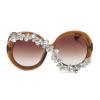 mincl Round Diamond Sunglasses Rhinestone Frame Sparkling Crystal Glasses (2pcs-black&brown) view 2