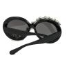mincl Round Diamond Sunglasses Rhinestone Frame Sparkling Crystal Glasses (2pcs-black&brown) view 3