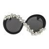 mincl Round Diamond Sunglasses Rhinestone Frame Sparkling Crystal Glasses (2pcs-black&brown) view 4