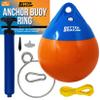 Anchor Buoy and Retrieval Ring, 9" Inflatable Vinyl Boat Buoy Balls with Pump, Round Boat Mooring Buoys, Marker, and Anchor Float Ball for Rope, Sea, and Lake view 1
