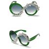 mincl Round Diamond Sunglasses Rhinestone Frame Sparkling Crystal Glasses (2pcs-gray&green) view 2