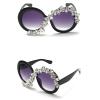 mincl Round Diamond Sunglasses Rhinestone Frame Sparkling Crystal Glasses (2pcs-gray&green) view 3