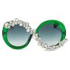mincl Round Diamond Sunglasses Rhinestone Frame Sparkling Crystal Glasses (2pcs-gray&green) view 4