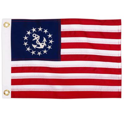 Anley EverStrong 12"x18" United States Official Yacht Ensign Flag - Embroidered Stars and Sewn Stripes - 4 Rows of Lock Stitching - US National Nautical Boat Flags with Brass Grommets 1 X 1.5 Ft