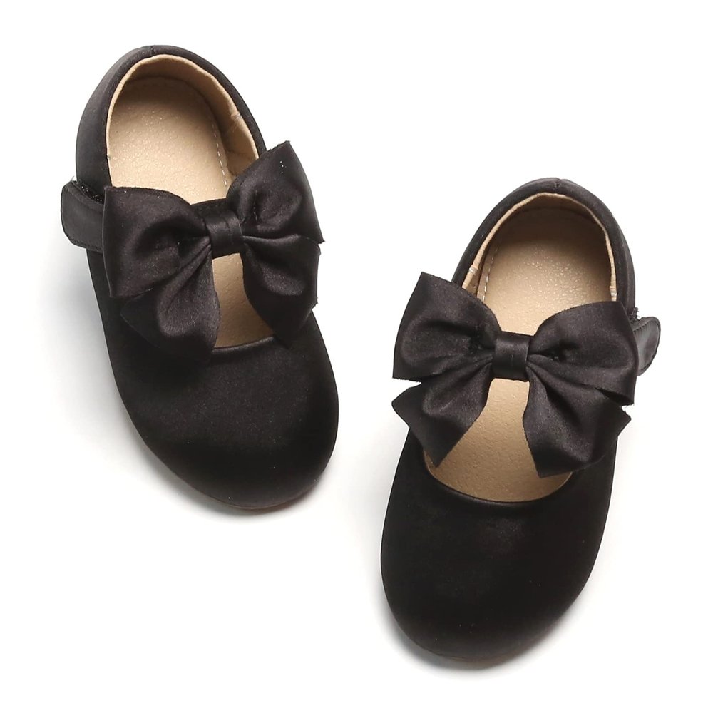 Otter MOMO Toddler/Little Girls Flower Girl Dress Black Shoes Size 12 Ballerina Flats School Party Wedding Shoes