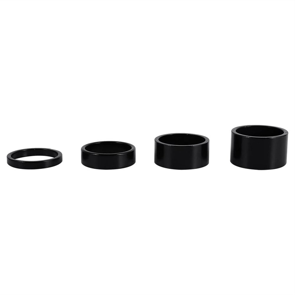 Bicycle Accessories 4Pcs Bicycle Headset Washer Mountain Bicycle Front Fork Washer Bike Stem Handlebar Spacer Ring Gasket Bike Parts (Color : Black)
