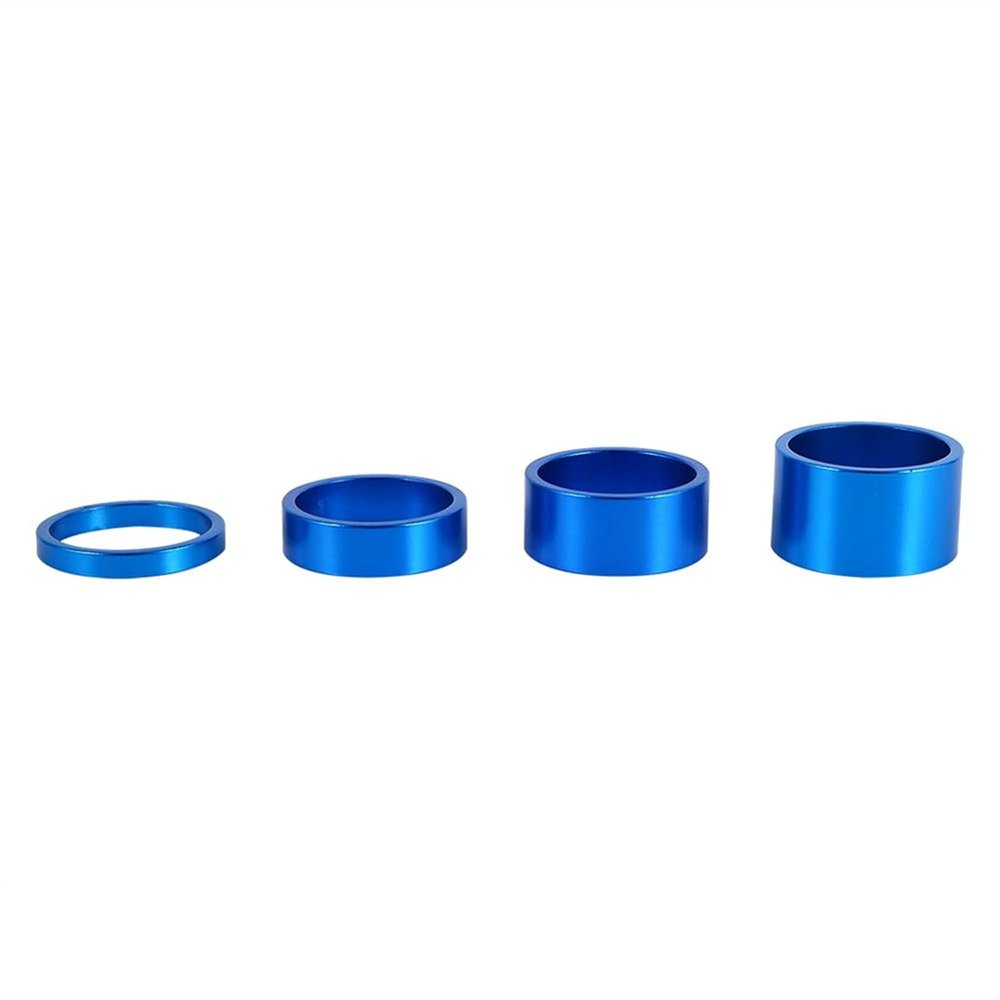 Bicycle Accessories 4Pcs Bicycle Headset Washer Mountain Bicycle Front Fork Washer Bike Stem Handlebar Spacer Ring Gasket Bike Parts (Color : Blue)
