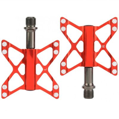 Bicycle Accessories Light Weight Bicycle Pedals Aluminium Alloy Mountain Road Bike Bearing Pedals Anti-Slip Spikes Bicycle Pedals Bike Parts (Color : Red)