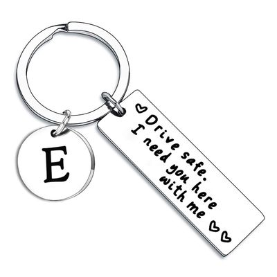 BESPMOSP Appreciatione Gifts 26 Letter Keychain Drive Safe Keychain A-Z Gifts Father's day Birthday Gift for Husband Dad Boyfriend