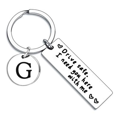 BESPMOSP Appreciatione Gifts 26 Letter Keychain Drive Safe Keychain A-Z Gifts Father's day Birthday Gift for Husband Dad Boyfriend (G)