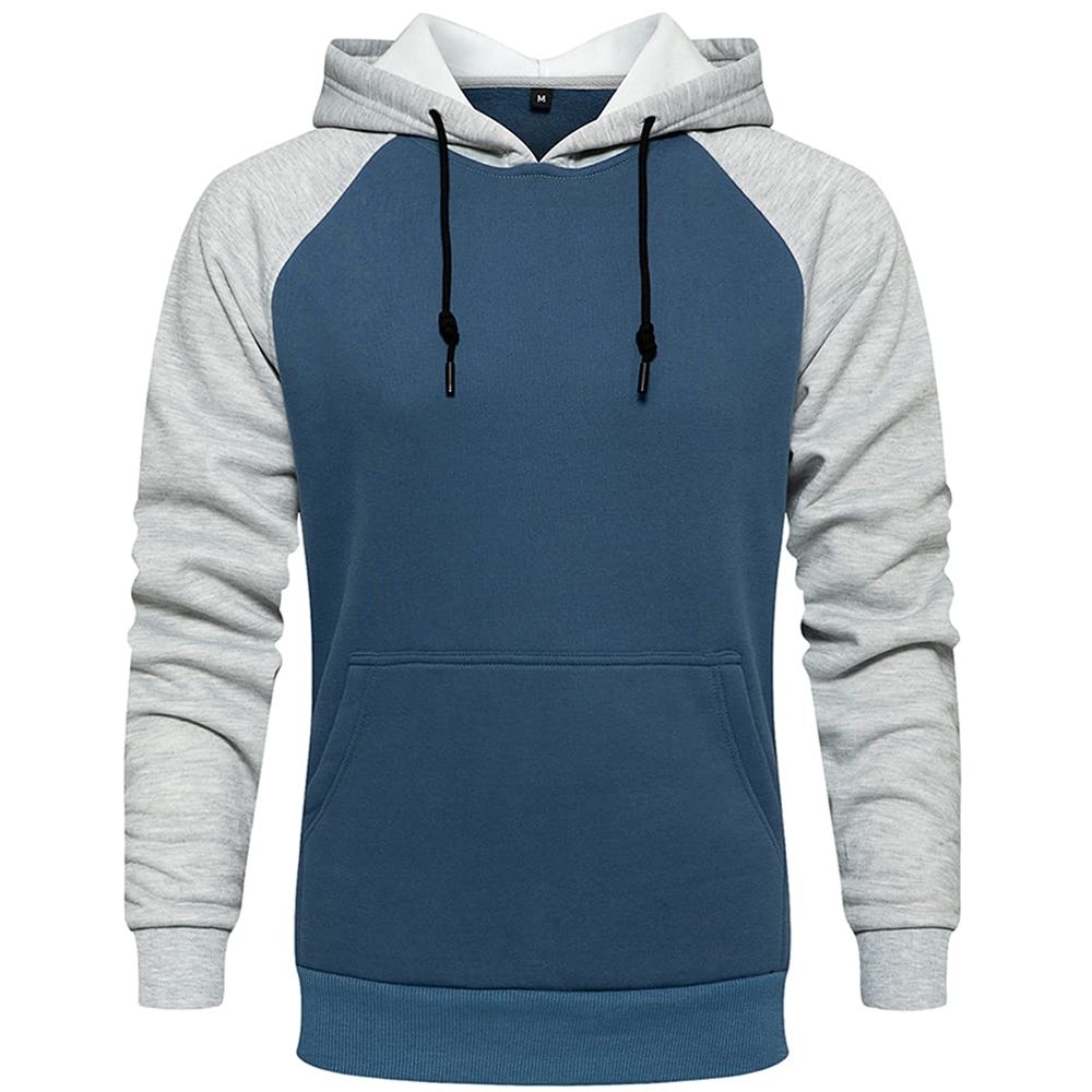 DUOFIER Hoodies for Men Pullover Hooded Sweatshirt with Kangaroo Pocket, 39Denim Blue-L