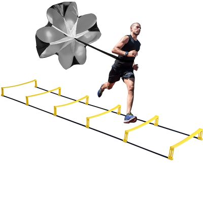 Resistance Parachute Sports Fitness Training Set, with 1Resistance Parachute and Fixed Agility Ladder, for Improving Speed/Stamina/Strength(Size:3.3M)