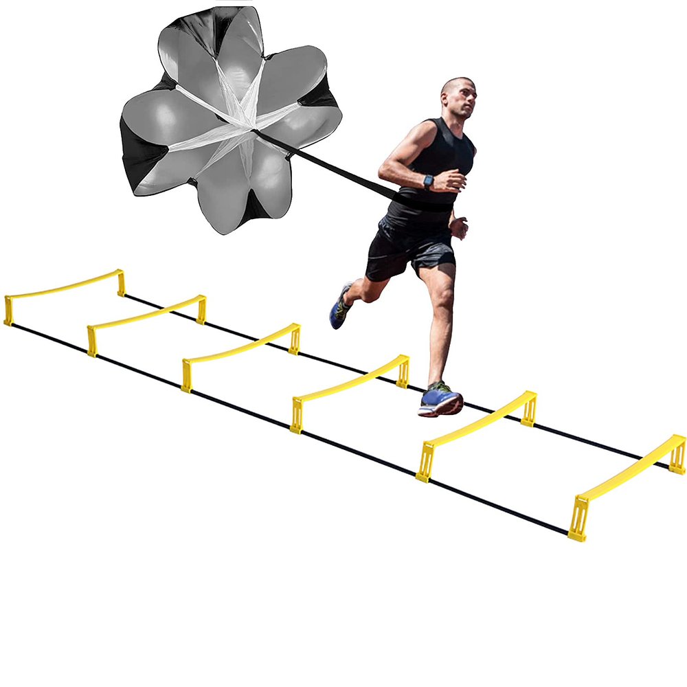 Resistance Parachute Sports Fitness Training Set, with 1Resistance Parachute and Fixed Agility Ladder, for Improving Speed/Stamina/Strength(Size:3.3M)