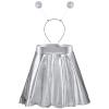 Sintege Halloween Alien Headband and Metallic Flared Pleated Skater Skirt for Costumes Supplies(XX-Large Skirt,Silver) view 1