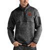Antigua Men's Heathered Black Chicago Bears Fortune Quarter-Zip Pullover Jacket view 1