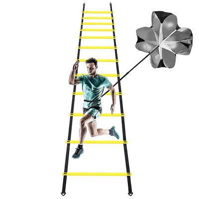 Resistance Parachute Training Equipment Set, Include 16m Agility Ladder /1Resistance Parachute/4hooks/6 Cones,Improv Speed/Stamina/Strength