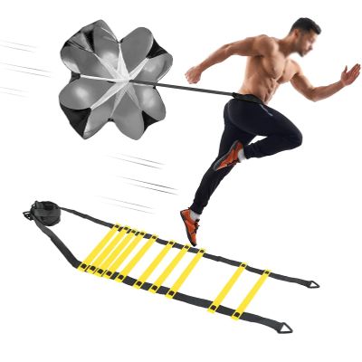 Resistance Parachute Agility Speed Training Set, with Resistance Parachute/5 Cones/4 Hooks/1 Speed Lader, for Fitness Explosive Power Training