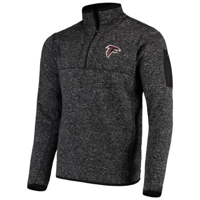 Antigua Men's Heather Black Atlanta Falcons Fortune Quarter-Zip Pullover Jacket