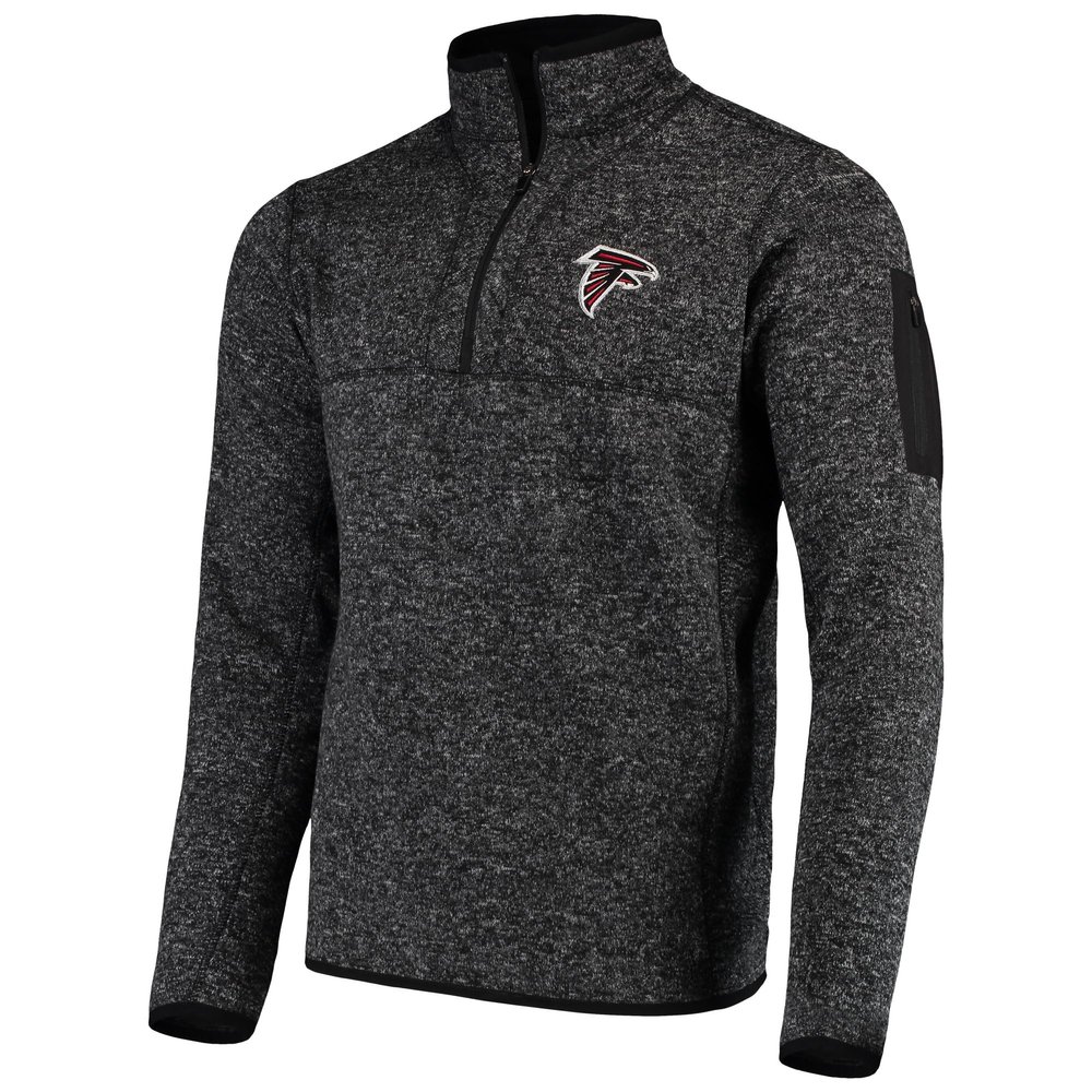 Antigua Men's Heather Black Atlanta Falcons Fortune Quarter-Zip Pullover Jacket