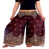 Lannaclothesdesign Palazzo Pants for Women Wide Leg Boho Harem Yoga Pants S M L XL Sizes (M, Brown Peacock Flower, Length 41 inches) view 1