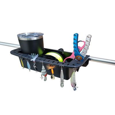Brocraft Boat Storage Box with Rail Mount/Cockpit Organizer with Rail Mount Bracket Kit -Black