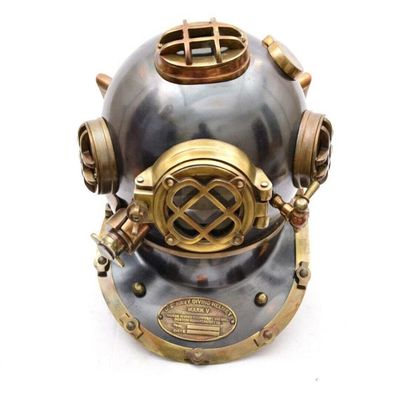 Azeem Mart| Us Navy Mark V Diving Helmet Nautical Divers Black Antique Reproduction Helmet, Maritime Home Decor
