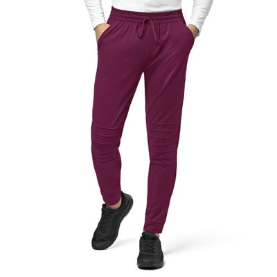 WonderWink Mens Men's Moto Knit Jogger Medical Scrubs Pants, Wine, X-Large US