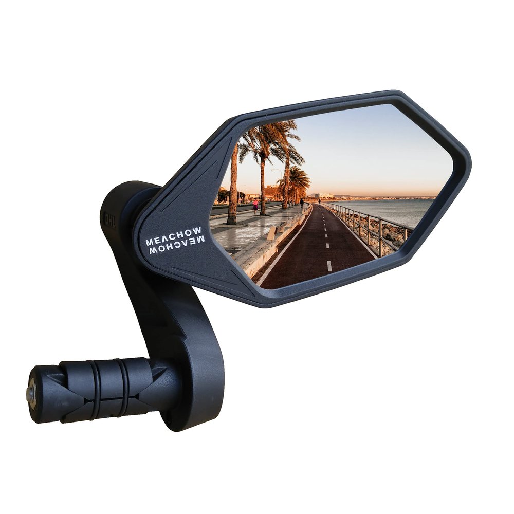 MEACHOW New Bar End Bike Mirror, Crystal UHD Automotive Grade Glass Lens E-Bike Mirrors, Scratch Resistant, Safe Rearview Mirrors, (Blue Right Side) ME-022RB