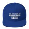 CreativeTees4You 35th Year Wedding Anniversary Husband Gift 3D Puff Flatbrim Flat Brim Snapback Hat Royal Blue view 1