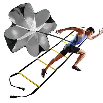 Resistance Parachute Speed Agility Training Set, Include 1 Resistance Parachute -1Fixed Agility Ladder,Unisex's Fitness Explosive Power Training Tool(Size:3.4M)