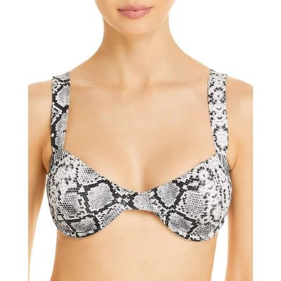Aqua Swim Womens Snake Print Underwire Swim Top Separates Black S