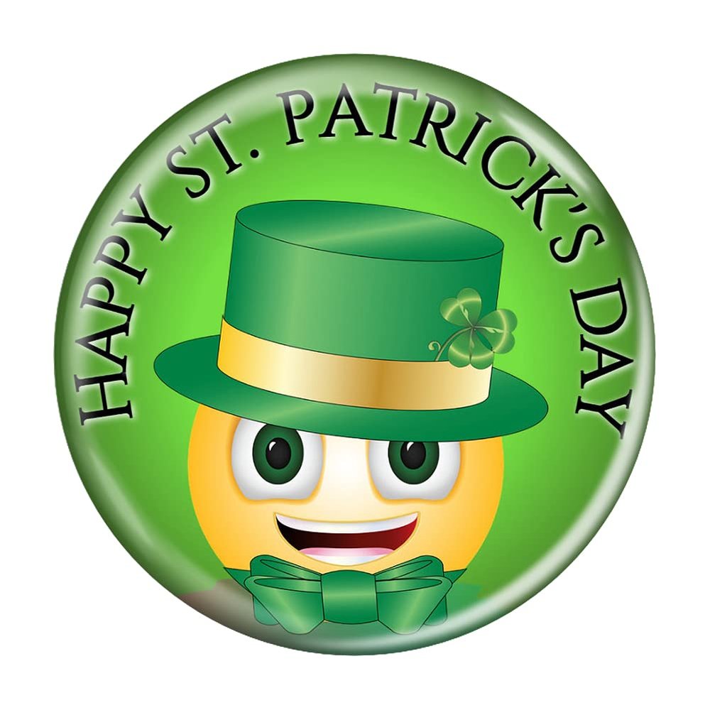 Enthoozies Happy St. Patrick's Day! Emoji 2.25 Inch Diameter Pinback Button